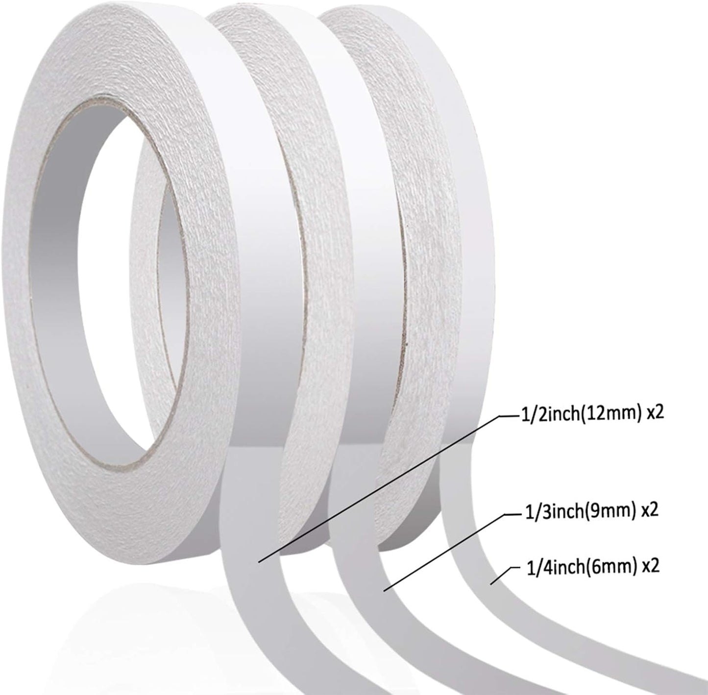 Aniann 236 Yards Double Sided Tape for Crafts, 6 Rolls Two Sided Tapes for Arts, Scrapbooking, Card Making, Gift Wrapping, DIY, Office & Home Supplies (1/4", 1/3", 1/2")