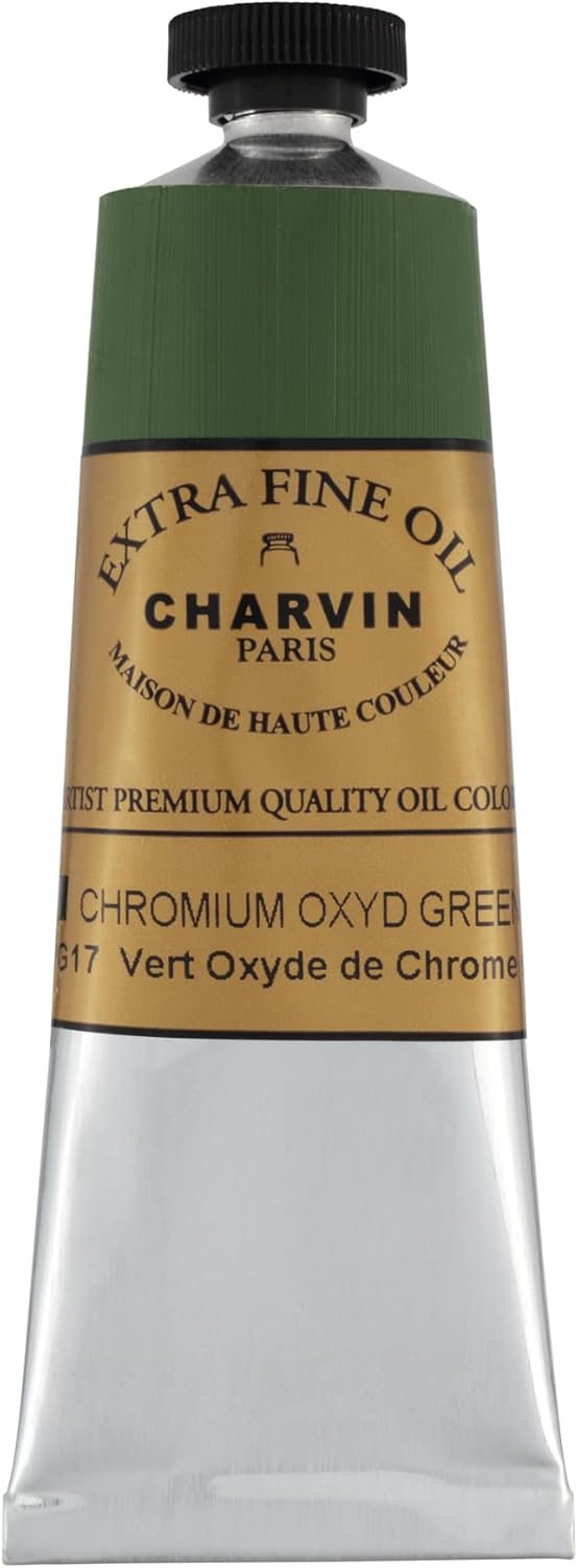 Charvin Extra Fine Oil Paint, Chrome Oxide Green 60 mL - Triple-Milled, Rich Texture, Poppy Oil-Based, Light-Fast, Handmade, Archival Quality