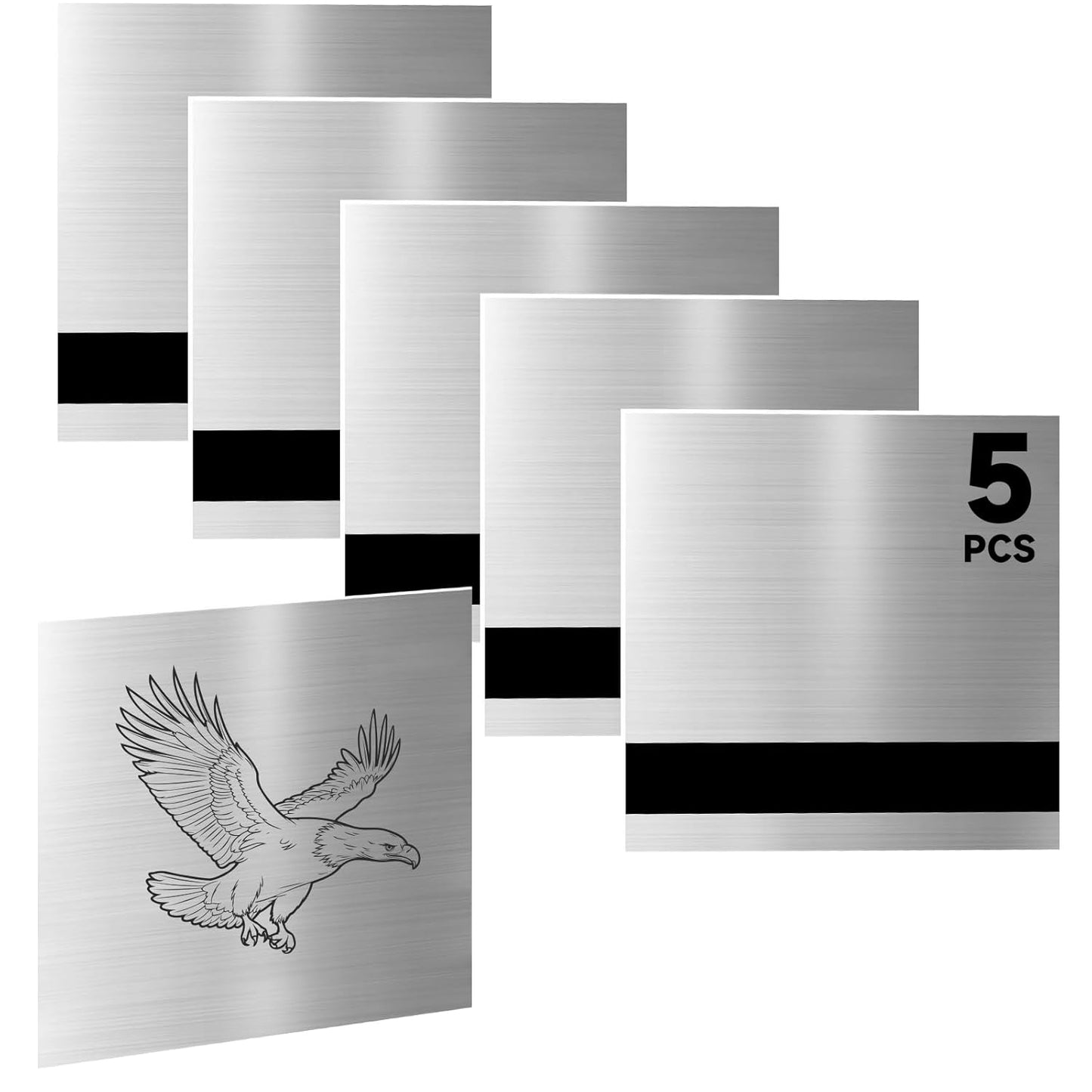 5PCS Laser Engraving Double Color ABS Plastic Sheet,Two-Tone Laserable Engraving Plastic Sheets for Name Badge,Office Label,Laser Artistic Product,Size 11.73" x 11.73",Brushed Silver/Black