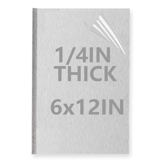 1/4Inch Thick Aluminum Sheet Plate, 6” x 12” Heavy Duty Aluminum Sheets Plates with Protective Film, 6061 Flat Plain Panel Plate Solid Metal Sheet Plate for Crafting Structural Framing Base Plate
