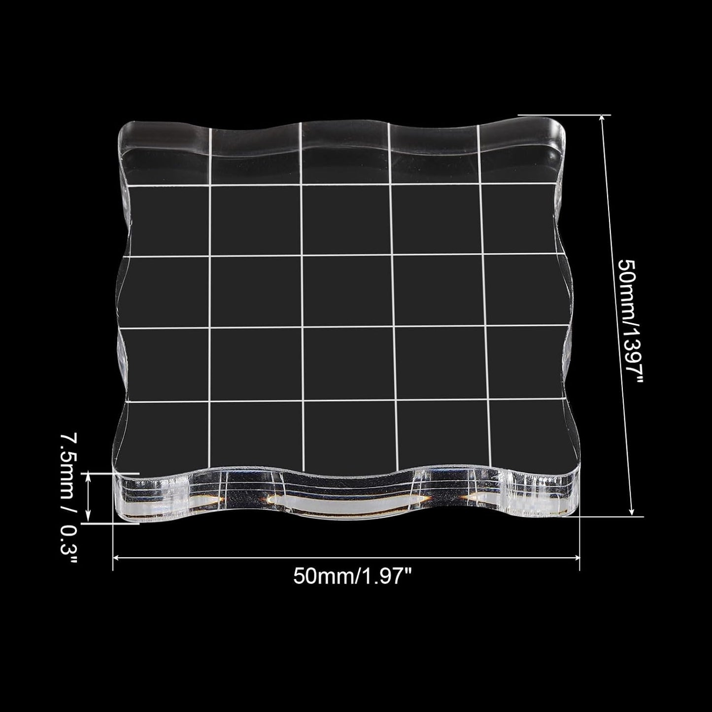 PATIKIL 2" x 2" Acrylic Stamp Block, 2 Pack Clear Stamping Block with Grid Lines Decorative Mounting Blocks Wave for Scrapbooking DIY Crafts Card Making