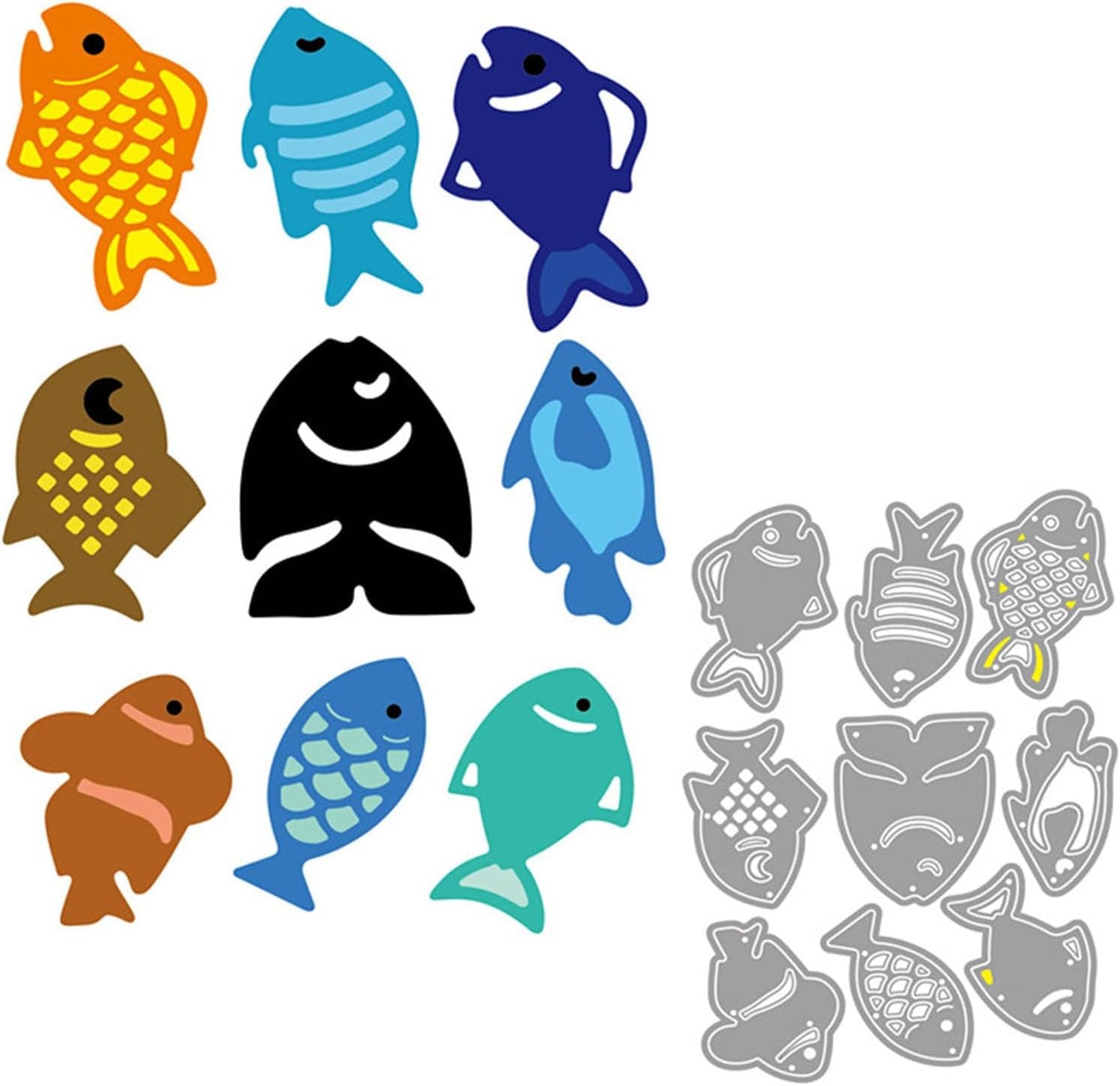 Cutting Dies Metal Stencils Scrapbooking Tools DIY Embossing Template for Paper Card Making Album Arts Crafts Supplies (9 Mini goldfish-10.3x7.4cm)