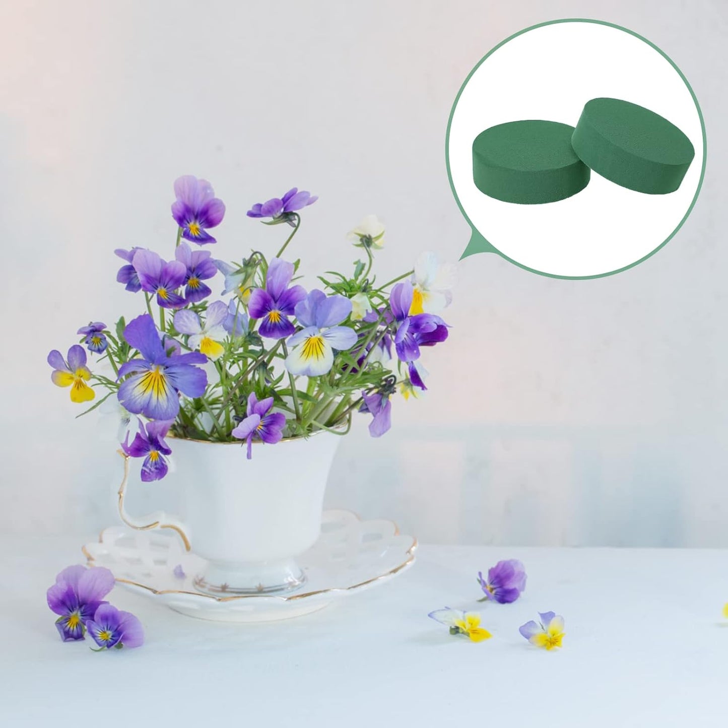 12 Pieces Round Floral Foam Wet Green Flower Foam DIY Flower Arrangement Kit for Aisle Wedding Party Decoration(5 x 5 x 1.57 Inches)