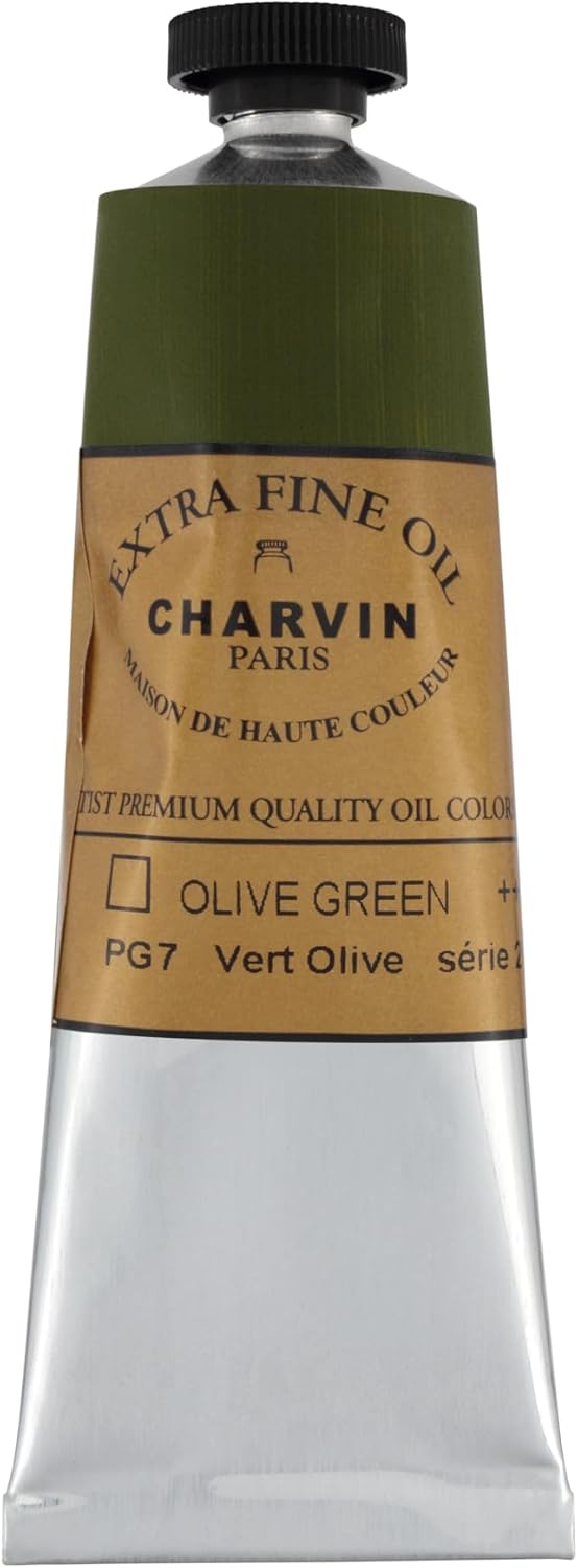 Charvin Extra Fine Oil Paint, Olive Green 60 ml - Triple-Milled, Rich Texture, Poppy Oil-Based, Light-Fast, Handmade, Archival Quality