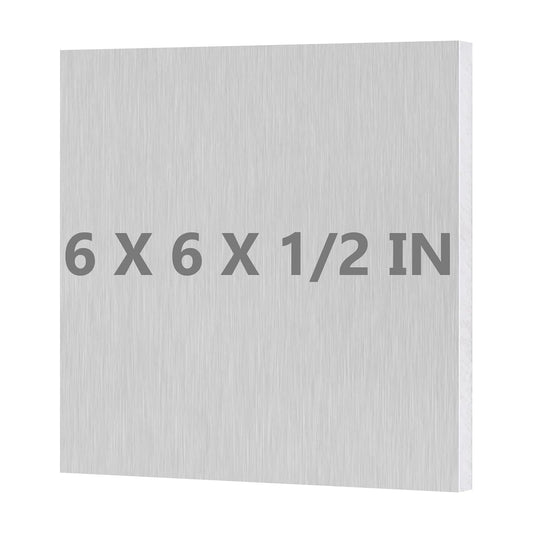 6061 T651 Aluminum Sheet Metal 6 x 6 x 1/2 (12.7MM) Inch Heat Treatable Rectangle 0.50" Thick Flat Plain Aluminum Metal Plate for Crafting, Industry, Covered with Protective Film