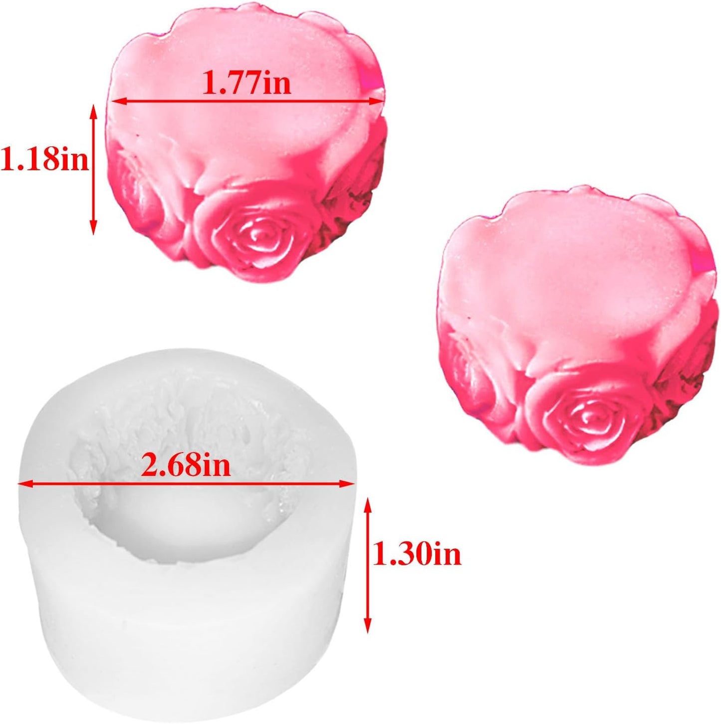 2PCS Rose Silicone Molds, Candle & Soap Molds for DIY Handmade Peony Flower