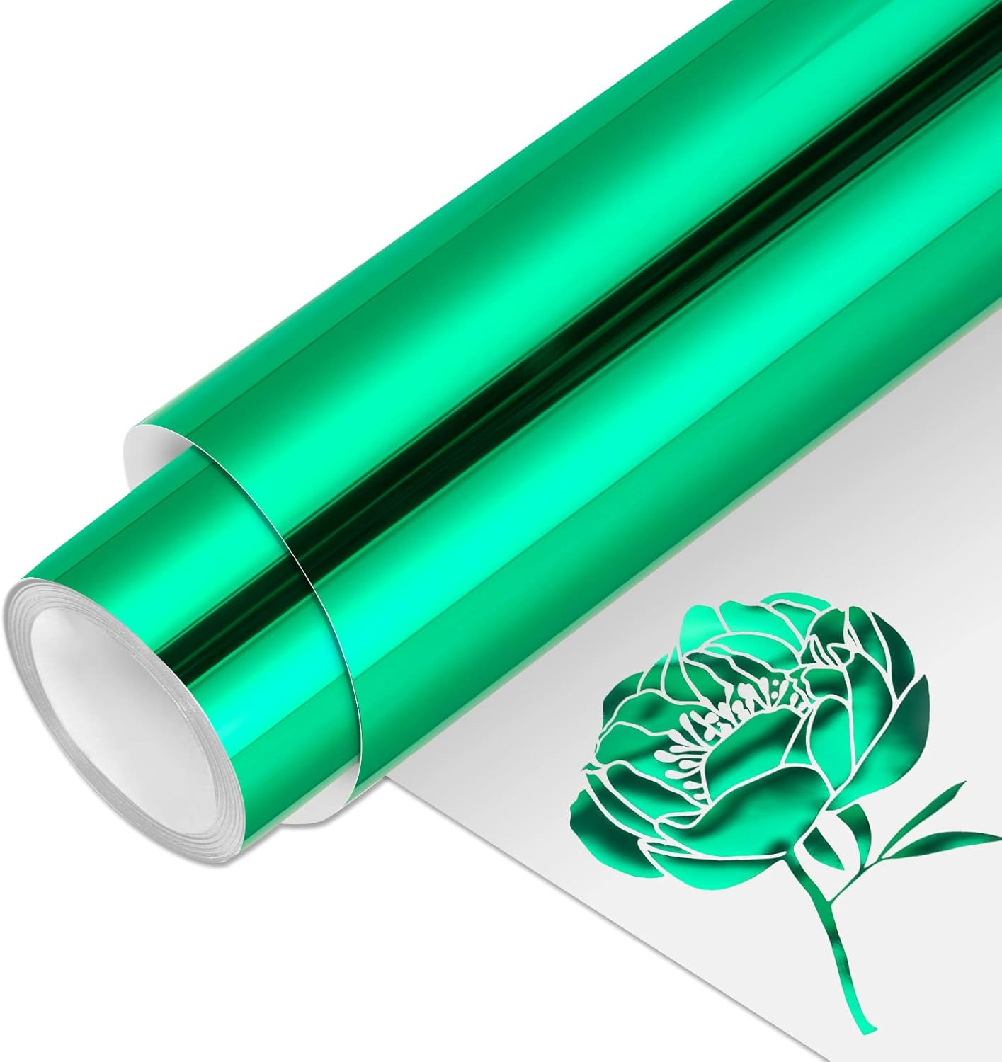 VINYL FROG Metallic Foil HTV Vinyl Roll 12" x5ft Green Chrome Heat Transfer Vinyl Iron on Vinyl Easy to Cut & Weed DIY Heat Press Design for T-Shirts