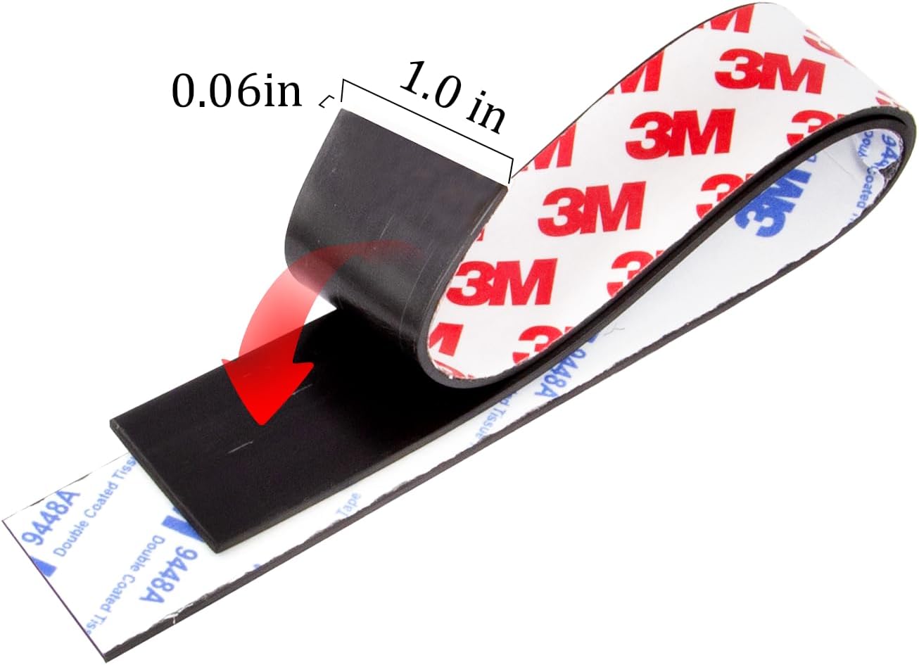 10 Pack Magnetic Tape with 3M Adhesive Backing, 12"L x 1"W Flexible Magnet Strips for DIY Crafting