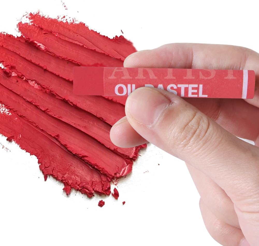 Mifuner Soft Oil Pastels Set (6 Sticks,6 Colors),Colors Heavy Oil Pastels Vibrant and Creamy,Pastel Art Supplies for Artists,Gallery Oil Painting Stick,Beginners,Adult Art Drawing Red