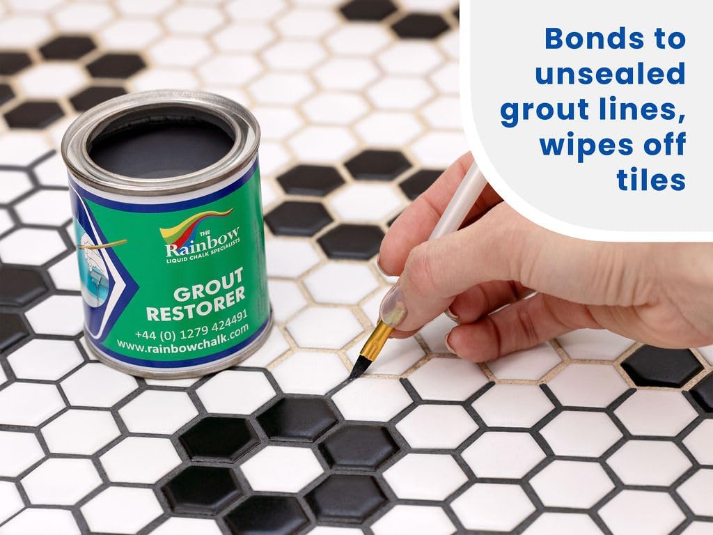 Grout Pen Grout Paint: Waterproof Tile Paint Grout Refresh Restorer for Floor, Kitchen & Bathroom Shower Tiles - Can Size for Larger Projects - Dark Grey - 125ml (4.2oz)