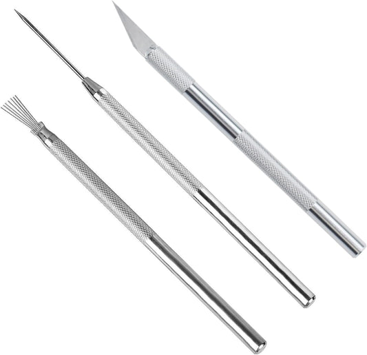 3 in 1 Clay Needle Tools Sculpting Ceramics Pottery Carving Tools for Model Clay Supplies, Ceramic & Pottery Tools Includes Sculpture Feather Pin Carving Knife Needle Texture Tools, LXLVOUEG