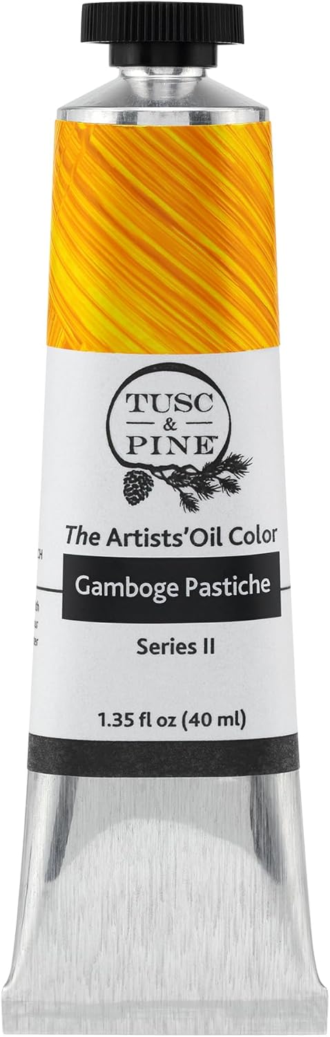 Tusc & Pine Artist Oil Paint - Gamboge Pastiche, 40 ml, Non-Yellowing, Rich & Creamy Consistency, Maximum Pigment Load, Small Batch Milled Oil Paints Made in the USA for Professional Artists