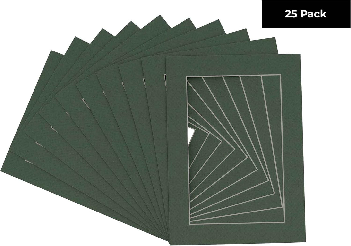 6x8 Mat for 8x10 Frame - Precut Mat Board Acid-Free Show Kit with Backing Board, and Clear Bags Hunter Green 6x8 Photo Matte Made to Fit a 8x10 Picture Frame Matboard for Framing, Pack of 25 Mats