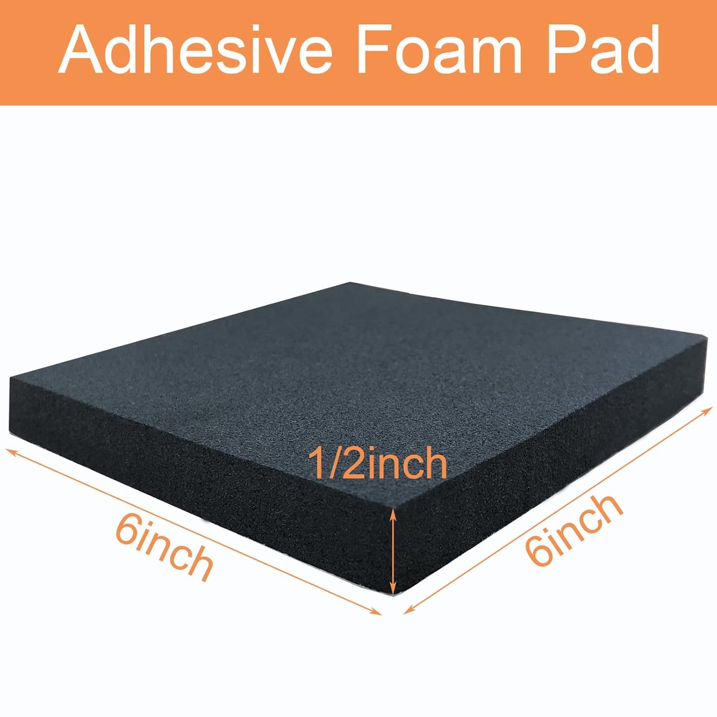 8 Pcs Black Adhesive Foam Padding, Closed Cell Foam Sheet 1/2" Thick 6 Inch X 6 Inch Neoprene Rubber Pad Self Stick Anti-Slip Adhesive Anti Vibration Pad (6inX 6inX 1/2in, 8)