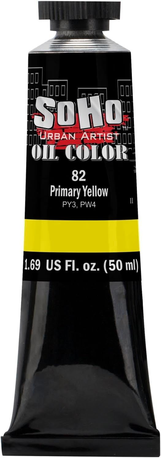 Soho Urban Artist Oil Paint - Primary Yellow, 50 ml Tube - Best Valued Oil Colors for Painting, Excellent Pigment Load