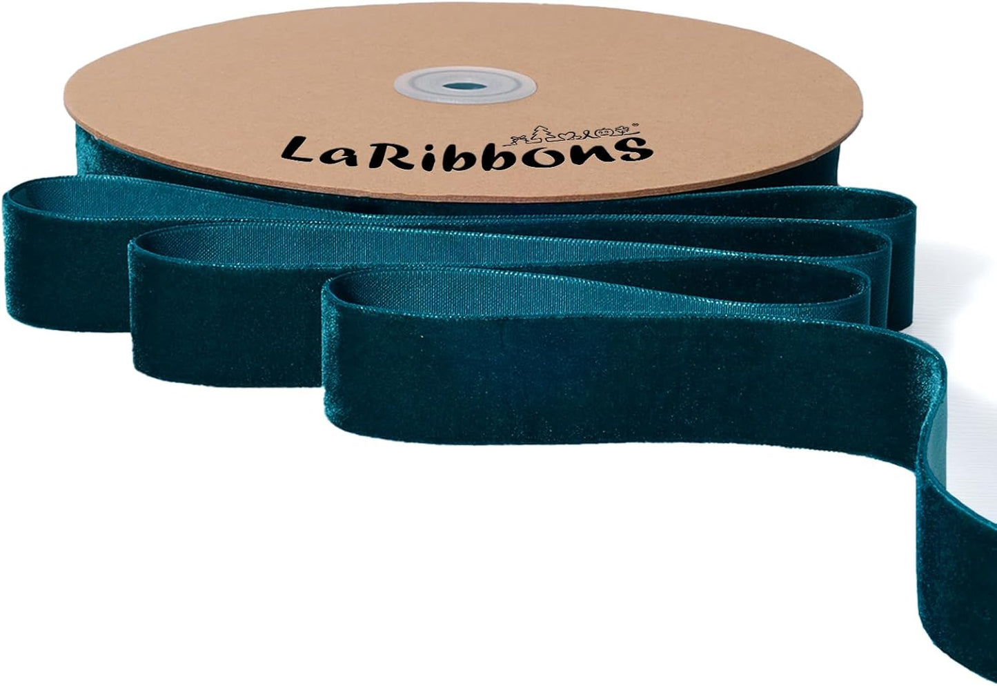 LaRibbons Thin Velvet Ribbon 1 Inch x 25 Yards, Dark Blue Velvet Ribbon for Christmas Tree, Gift Wrapping, Wreath Bow, Outdoor Decoration