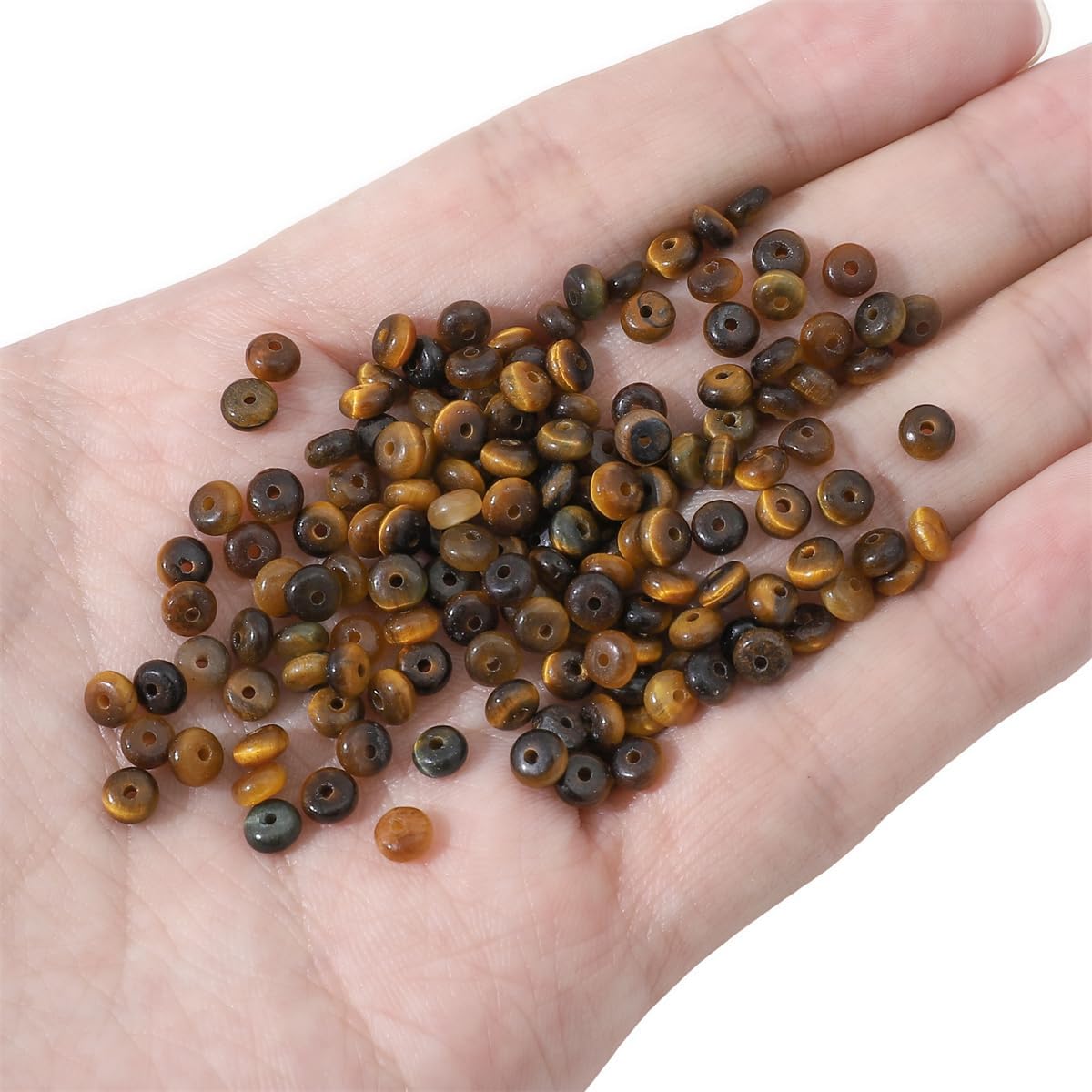 Natural Yellow Tiger Eye Disk Stone Beads 4x2mm 160pcs Rondelle Loose Semi Gemstone Beads for Jewelry Making Design