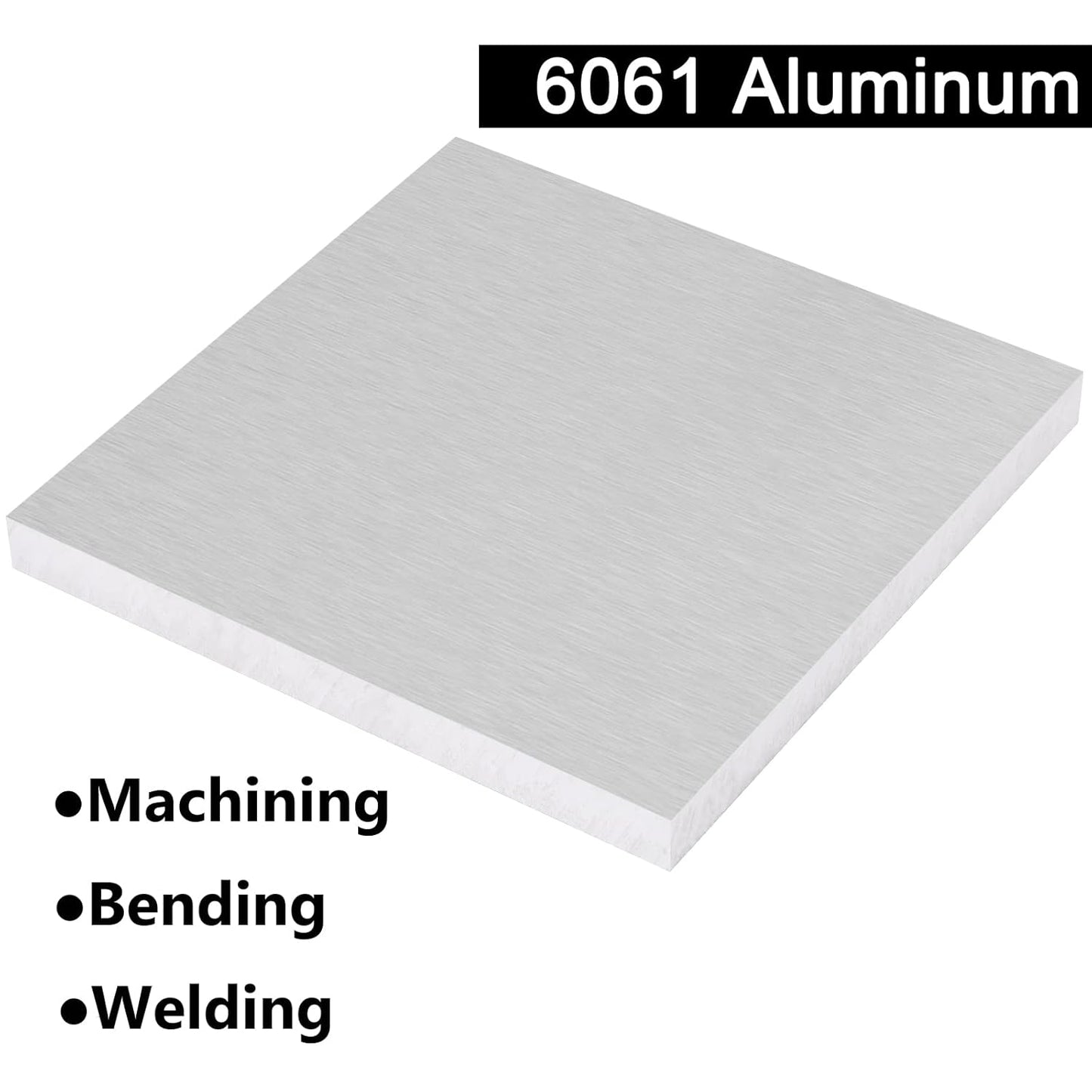 6061 T651 Aluminum Sheet Metal 6 x 6 x 1/2 (12.7MM) Inch Heat Treatable Rectangle 0.50" Thick Flat Plain Aluminum Metal Plate for Crafting, Industry, Covered with Protective Film