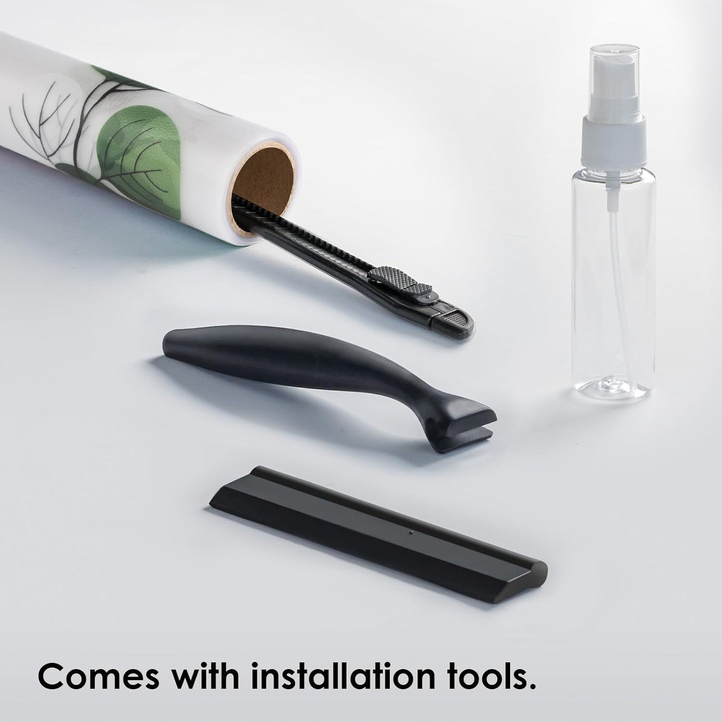 DKTIE Eucalyptus Leaves Stained Glass Window Film with Installation Tools, INS Style Window Privacy Film Decorative, Nordic Style for Home Decor (S541, 35.4'' x 118.1'')