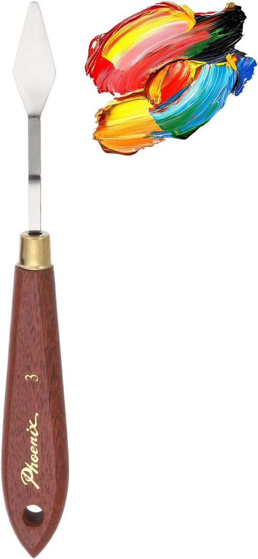 MECCANIXITY Pack of 1 Palette Knife No.3, 7.1" Long Palette Knives with Stainless Steel Flexible Spatula Pallet Knife and Wood Handle for Scraping, Mixing, Oil Acrylic Painting Canvas