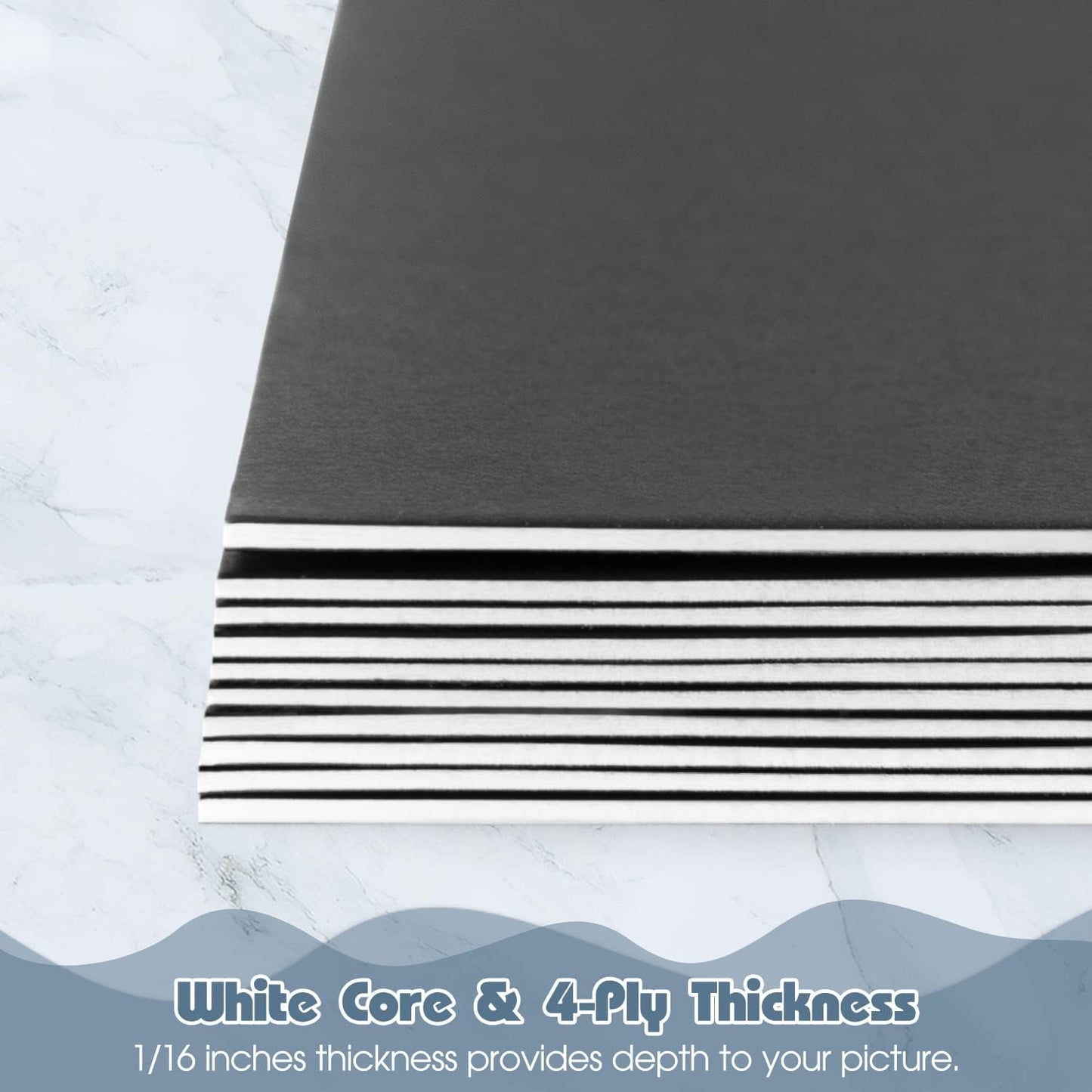 Golden State Art, 16x20 Uncut Photo Mat Matboard - Black Uncut Mats for DIY Projects, Presentation Boards, Art Crafts (50 Pack)