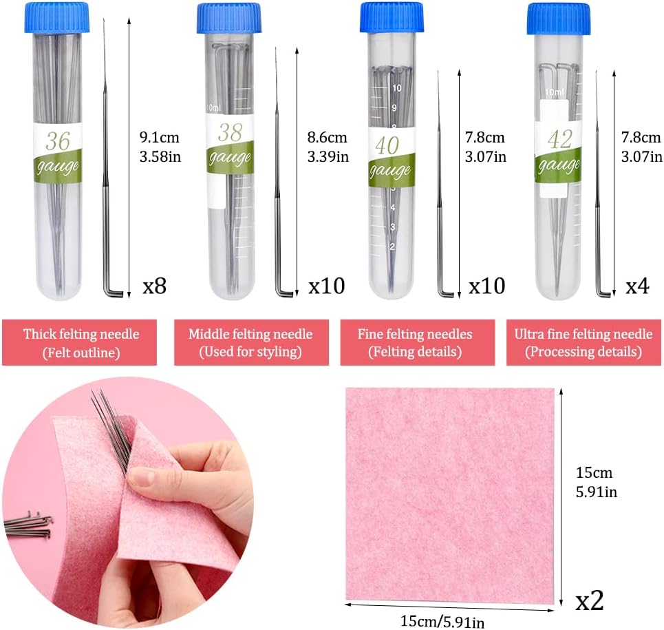 WONVOC Needle Felting Pad, 9.84 x 7.87 x 1.38'', Needle Felting Tools for Beginner Felting Tools with Felting Needle Holder, Felting Needles for Craft DIY