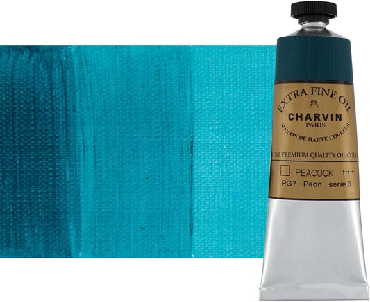 Charvin Extra Fine Oil Paint, Peacock Green 60 mL - Triple-Milled, Rich Texture, Poppy Oil-Based, Light-Fast, Handmade, Archival Quality