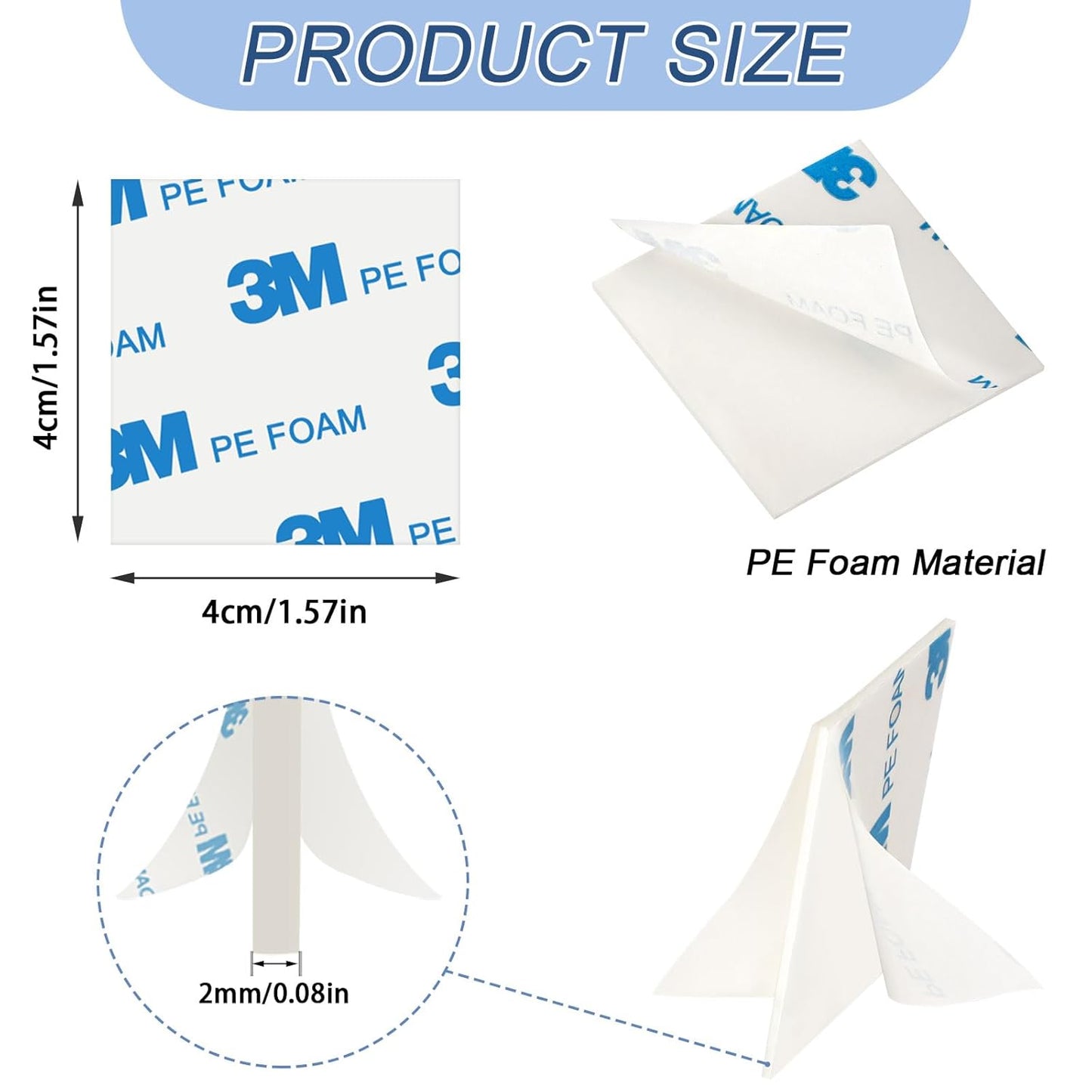 UPINS 150Pack Double Sided Foam Tape Strong Sticky Double Sided Foam Pads for Crafts Self-Adhesive Mounting Foam Tape Heavy Duty for Home Wall Decor 40 * 40 * 2mm