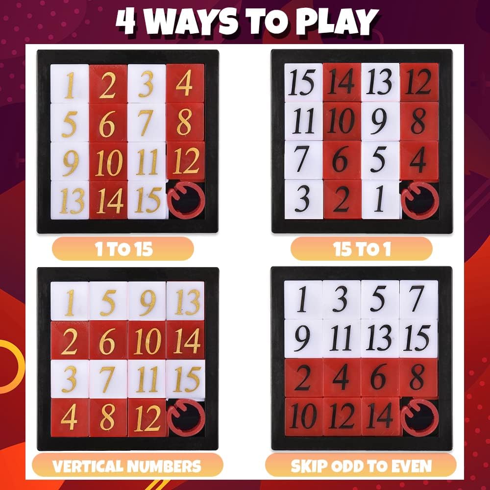 Gamie Slide Puzzles for Kids – Set of 24 Pocket-Sized Hand Puzzle Games, Educational Number Slide Puzzles, Great Party Favors, Goodie Bag Stuffers, Teacher Rewards, and Learning Toys