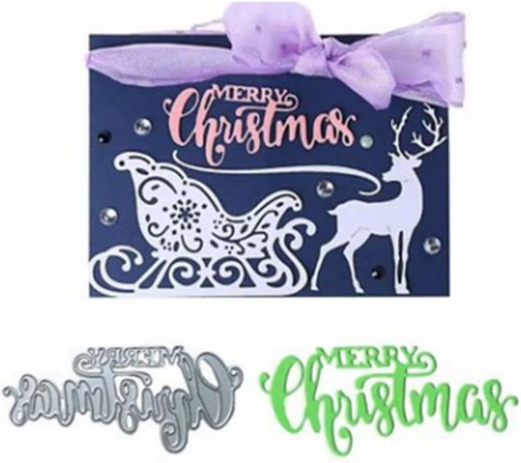 Cutting Dies for Card Making, Metal Scrapbooking Die-Cuts, DIY Bckground Frame Crafts Embossing Stencil, Paper Template Mold/Photo Album Arts Tool (Merry Christmas-9.3x4cm)