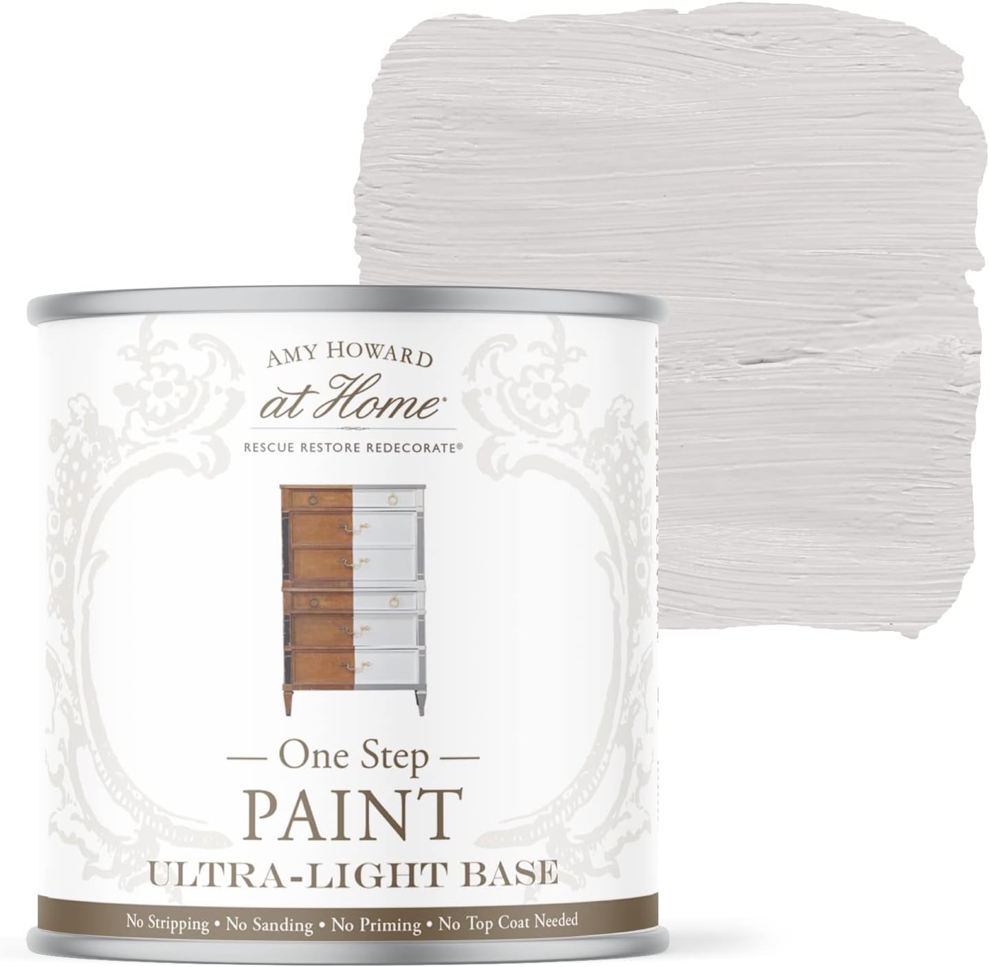 AMY HOWARD AT HOME Chalk-Based One Step Paint for Furniture, Cabinetry, Decor, Finish, and More | No Stripping, Sanding, or Priming | Ultra-Light Base | 16 Ounce | Parisian Gray