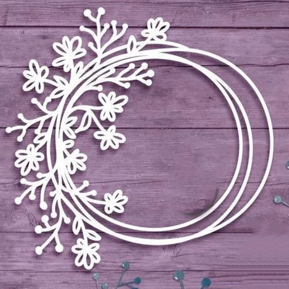 Mvchifay Cutting Dies Happy Birthday Metal Stencils Scrapbooking Tool DIY Emboss Paper Card Making (Wreath-11.2x11cm)