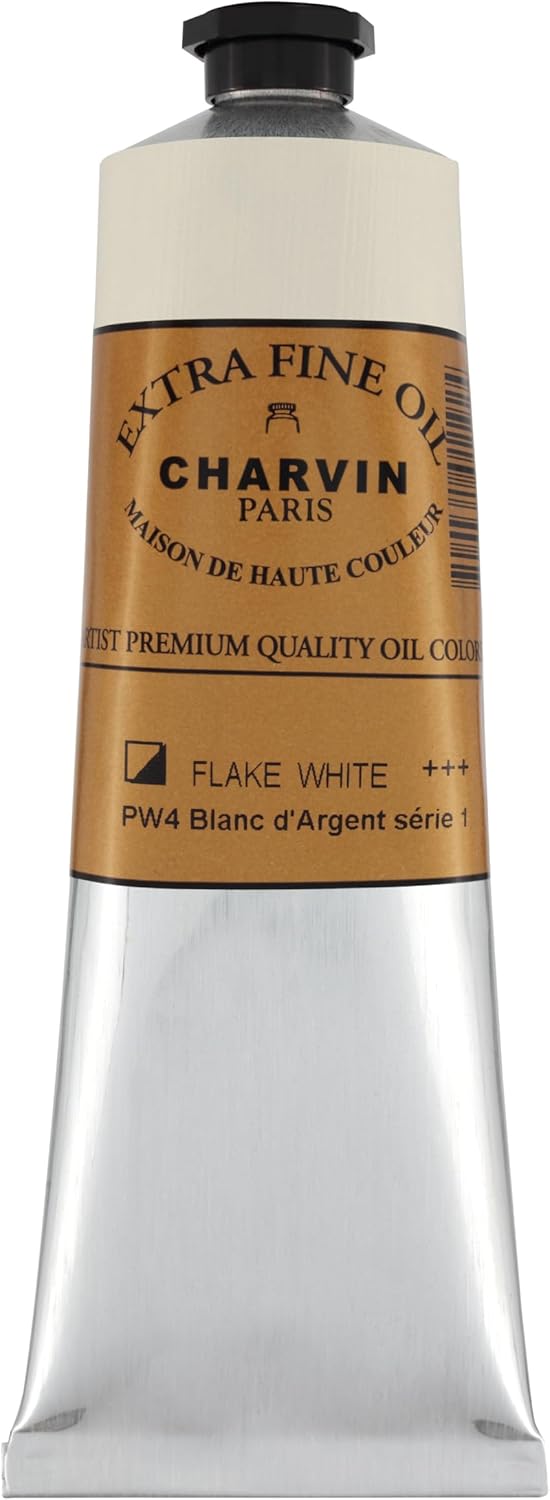 Charvin Extra Fine Oil Paint, Flake White Hue 150 ml - Triple-Milled, Rich Texture, Poppy Oil-Based, Light-Fast, Handmade, Archival Quality