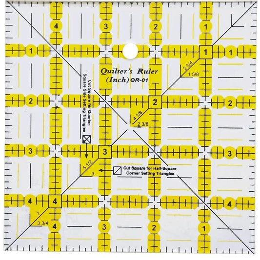 HONEYSEW Quilting Templates Acrylic Sewing Ruler with Non-Slip Rings for Quilting and Sewing Fabric Cutting Angles Rectangle Ruler (5"x5")