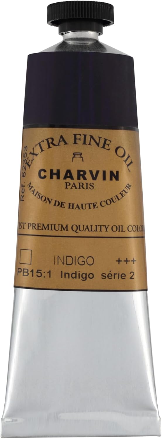 Charvin Extra Fine Oil Paint, Indigo 60 ml - Triple-Milled, Rich Texture, Poppy Oil-Based, Light-Fast, Handmade, Archival Quality