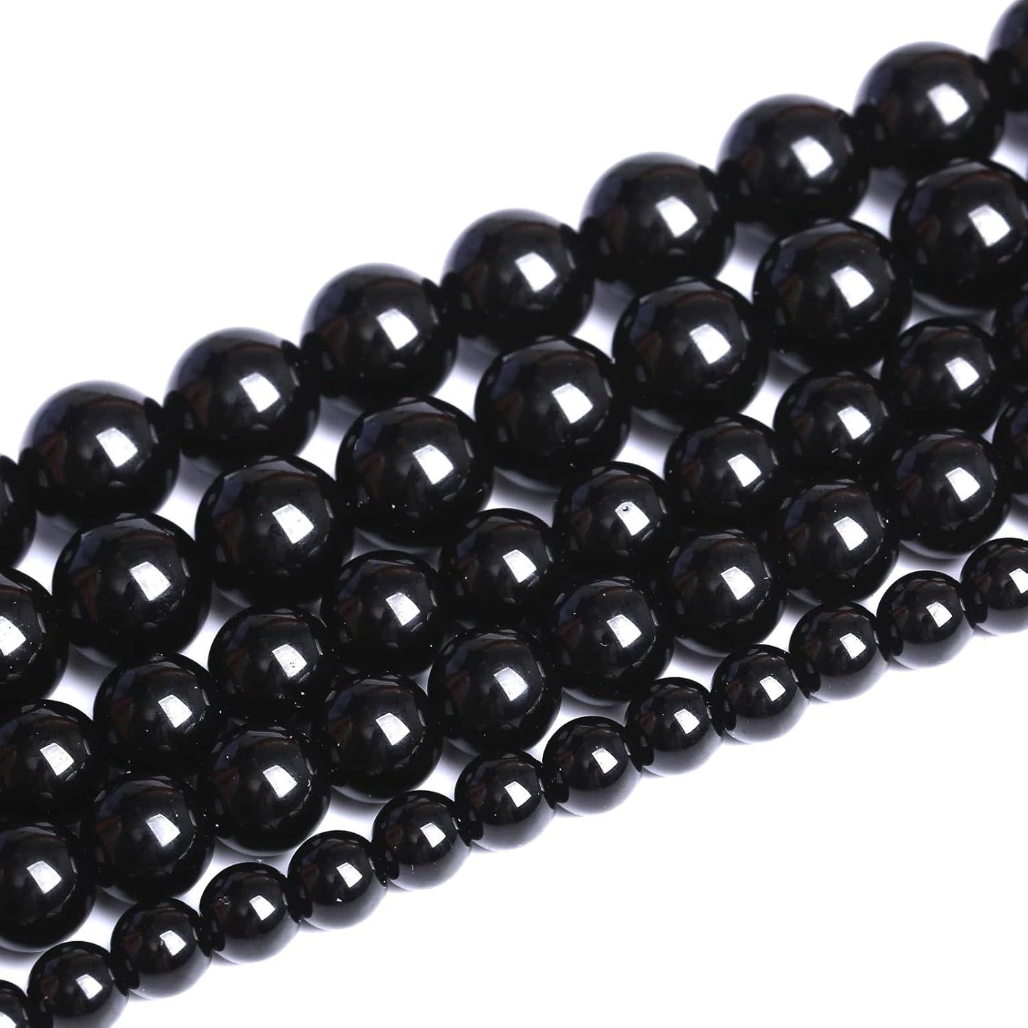 4mm 93pcs Natural Black Agates Onyx Stone Beads Smooth Round Loose Spacer Beads for Jewelry Making DIY Bracelets 15" (Black Agate, 4mm)