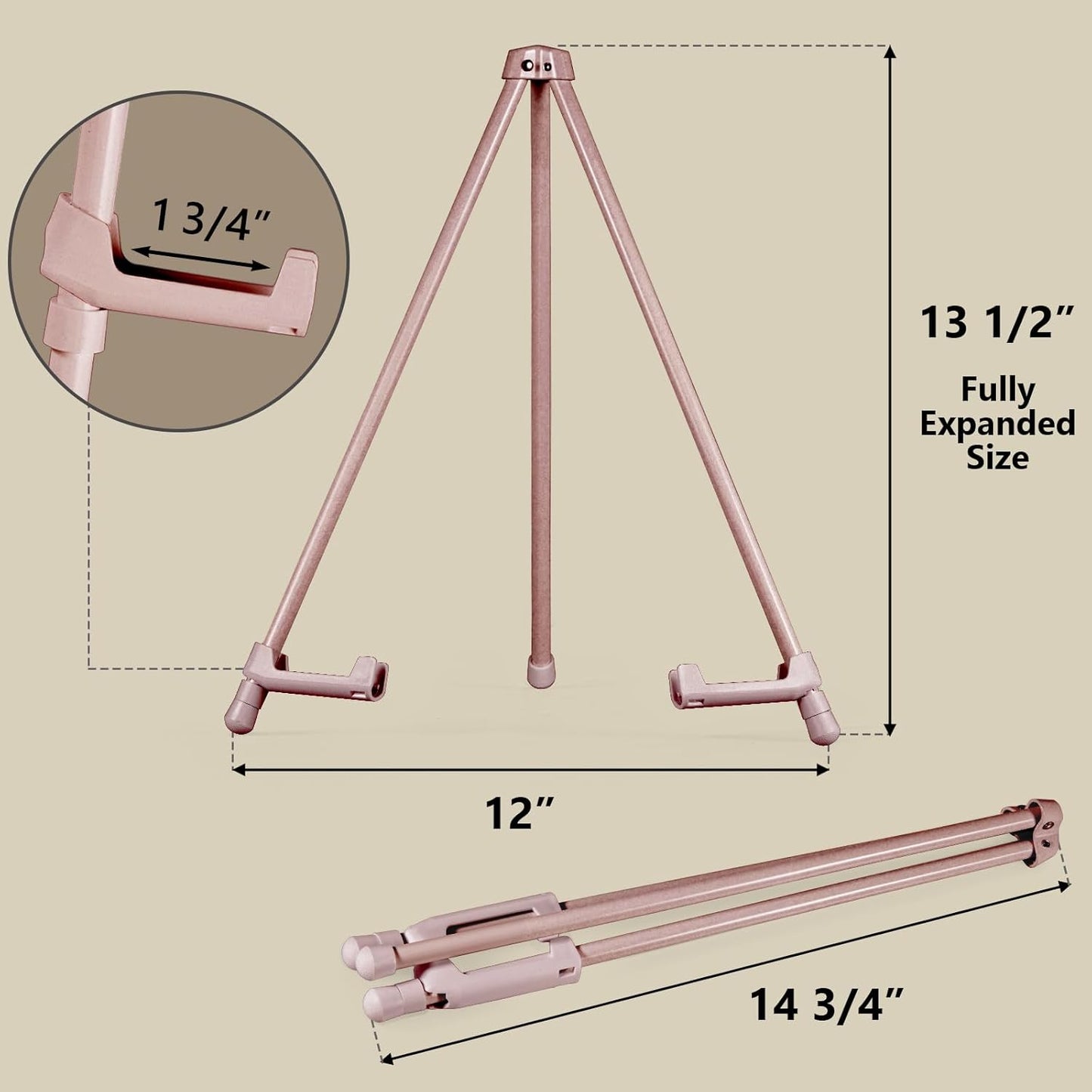 14" High Tabletop Instant Display Easel, Small Desktop Steel Easel Stand with Adjustable Holders for Paintings, Posters and Store Signs(Champagne, 1Pack)