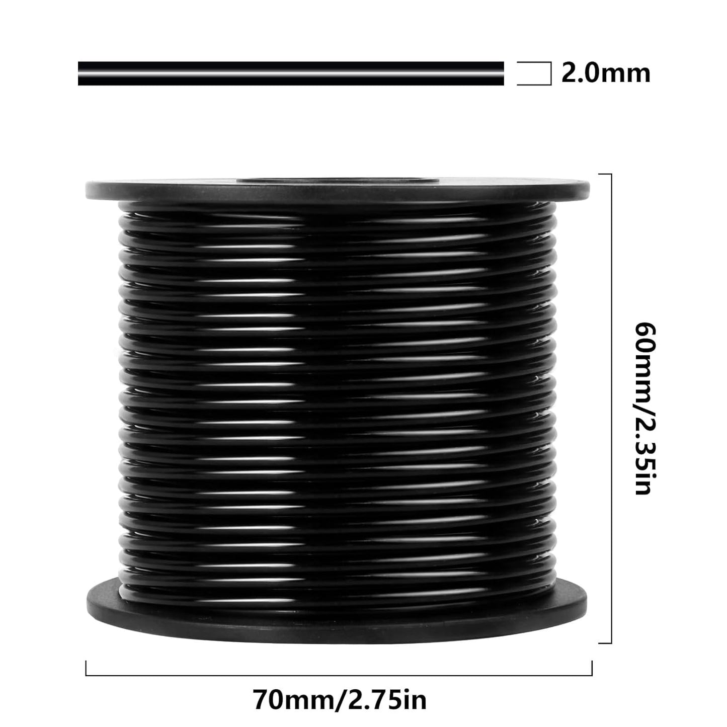 Aluminum Craft Wire, 95 Feet 2.0mm/ 14 Gauge Black Bendable Soft Metal Aluminum Wire Roll Bulk for DIY Crafts Sculpting Jewelry Making
