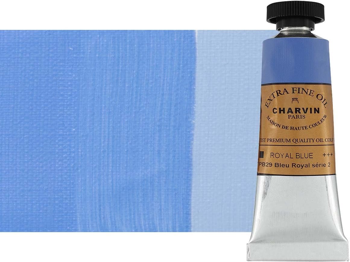 Charvin Extra Fine Oil Paint, Royal Blue 20 ml - Triple-Milled, Rich Texture, Poppy Oil-Based, Light-Fast, Handmade, Archival Quality