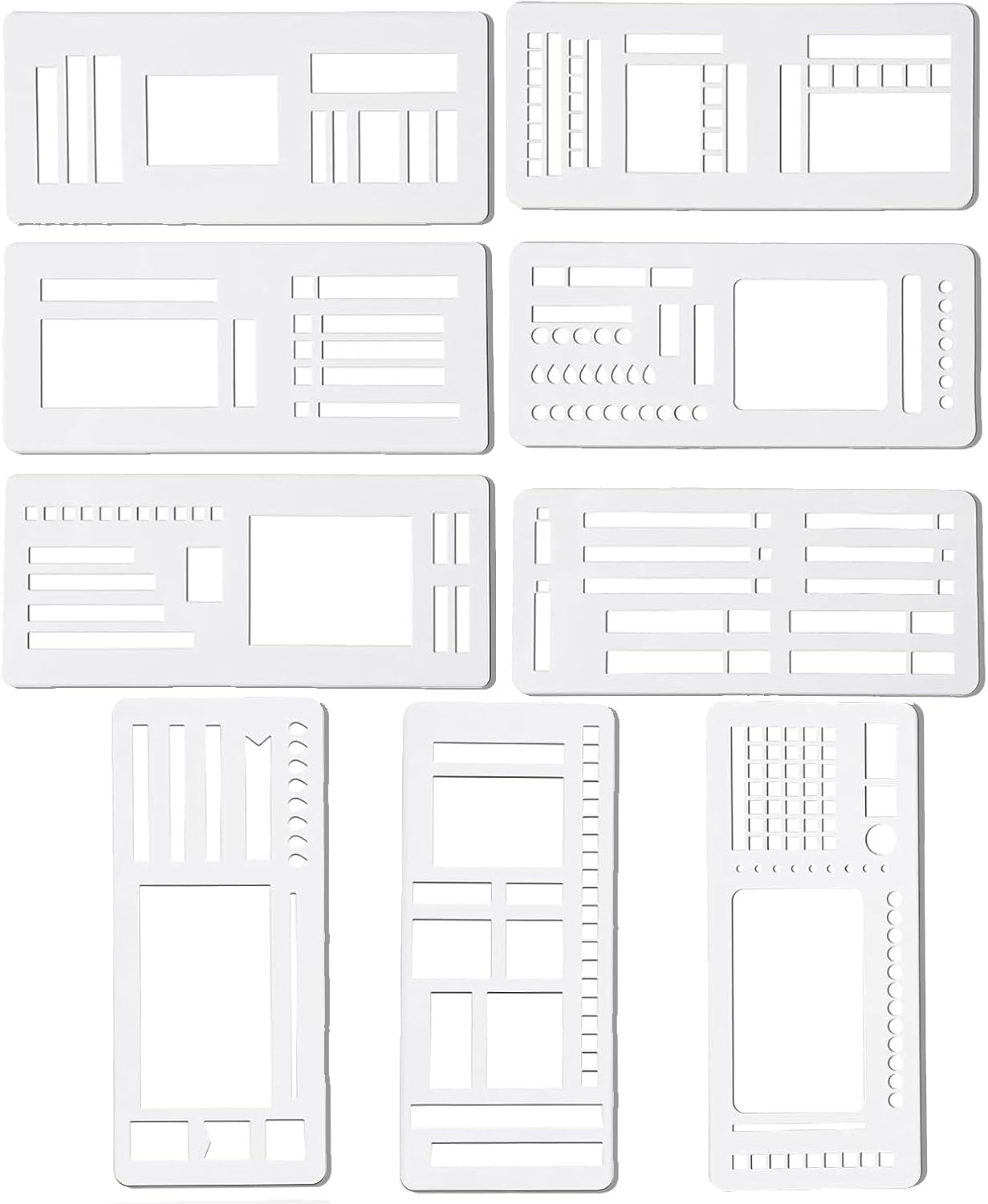9 Pcs Handmade Flexible Record Template, 3 Style Planner Stencils Set Reusable Templates for Bullet Journals, Task Lists & Daily Organization – Compatible with Coils, Discs & Rings