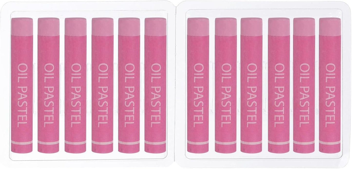 PATIKIL Pink Oil Pastels, 12Pcs Soft Oil Crayons Creamy Pastels Stick Art Supplies for Art Painting Drawing Blending Graffiti for Artists Beginners
