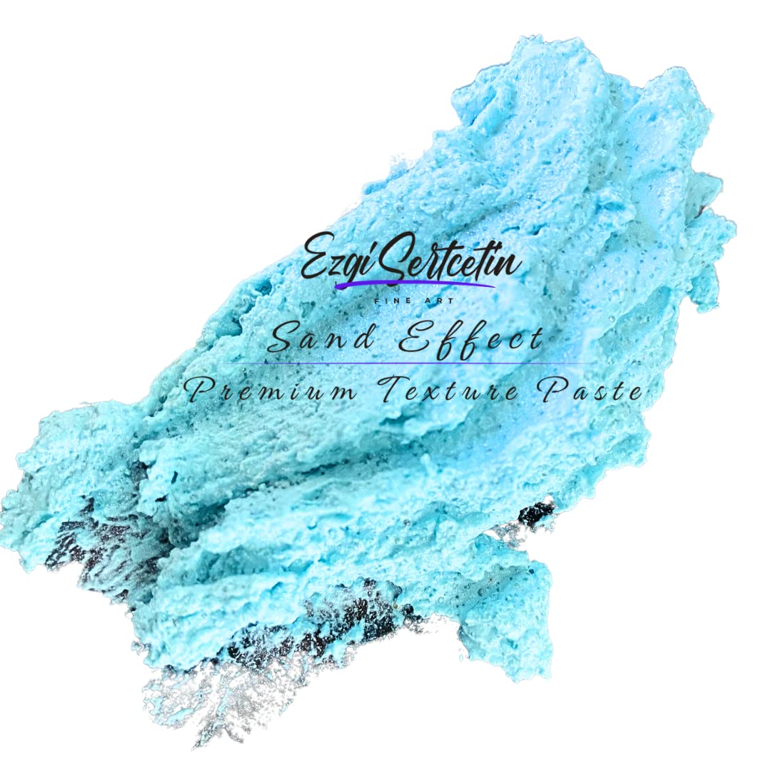 Premium Sand Effect Texture Paste | 6oz by Volume | Unique Metallic Colors | Excellent Sand Texture Effect | by Ezgi Sertcetin (Metallic Blue Marine)