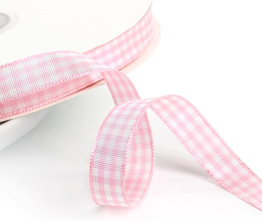 Classic Gingham Checkered Ribbon, Assorted Colors Premium Polyster Plaid Checkered Craft Ribbon for Gift Wrapping, DIY Projects, Hair Bows,Scrapbooking & Party Decor (Light Pink, 3/8x50Yd)