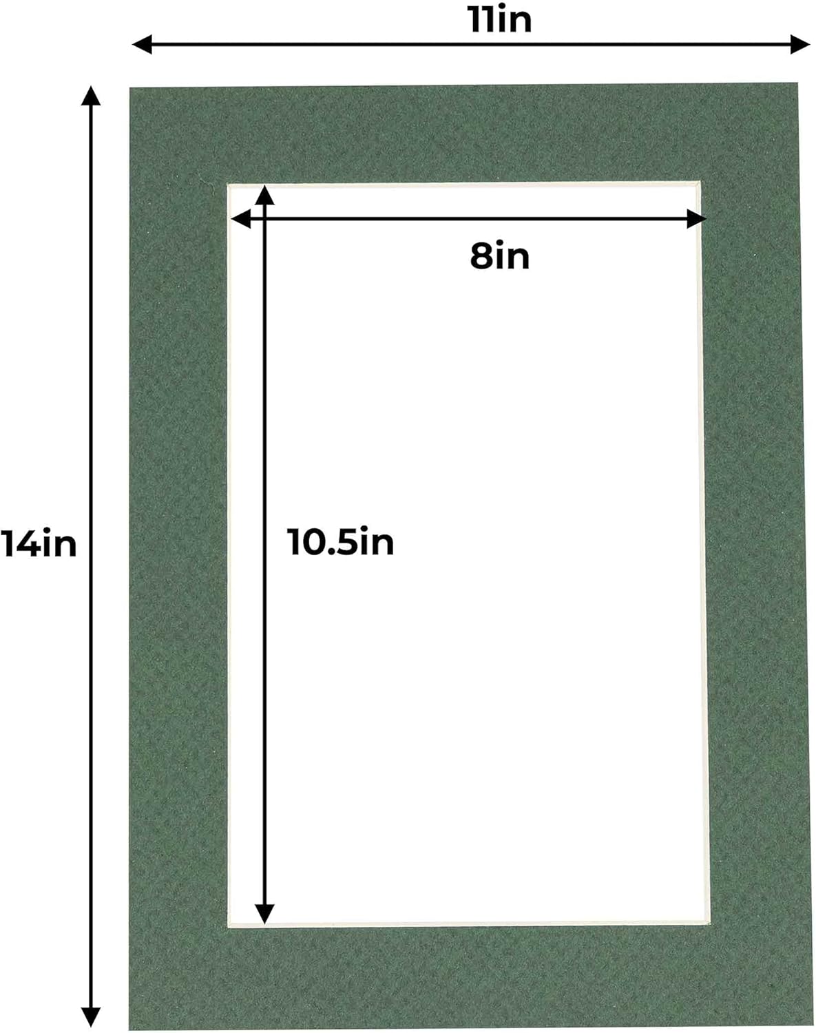 11x14 Mat for 8.5x11 Photo - Precut Hunter Green Picture Matboard for Frames Measuring 11 x 14 Inches - Bevel Cut Matte to Display Art Measuring 8.5 x 11 Inches - Acid Free Pack of TEN MATS