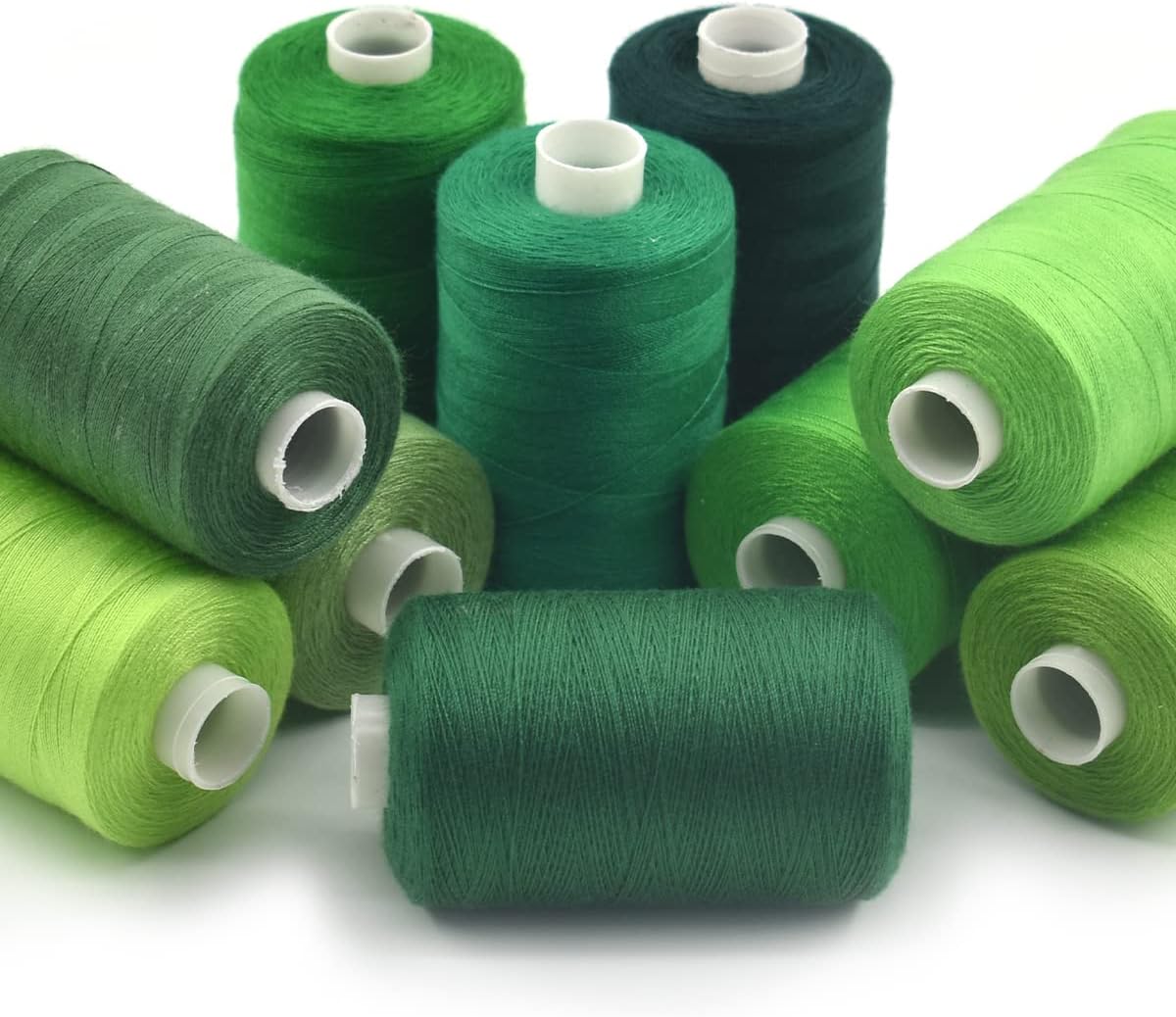 Sewing Thread 10 Color Sewing Industrial Purpose 1000 Yards Per Spool 40S/2 Polyester for DIY Sewing Machine,Embroidery Machine,Hand Sewing (Green)