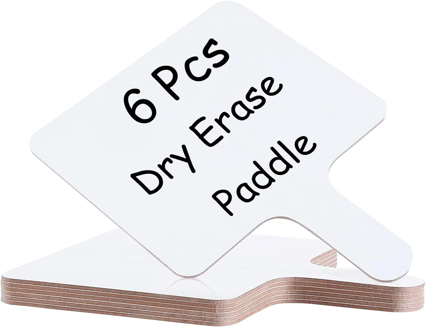 6 Pcs Dry Erase Answer Paddle 7 x 9 Inch Handheld Wooden White Board Double Sided Dry Erase Small Whiteboards for Students Classroom Games Party Auction Paddles for Bidding Meeting Voting(6)