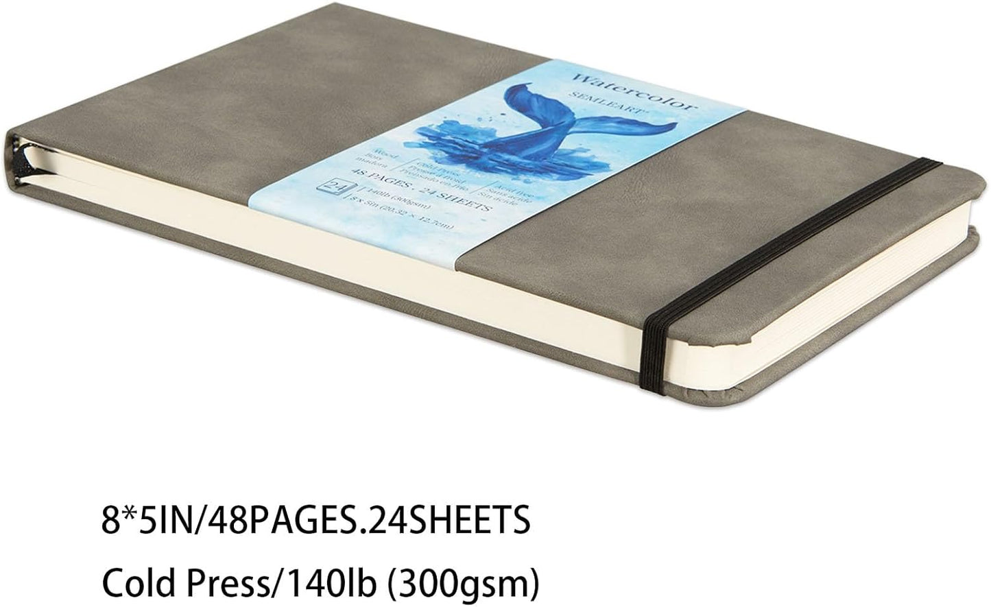 SEMLEART Watercolor Sketchbook Journal, White, 24 Sheets, 5x8 Inches, 140 lb/300 GSM Paper, Travel Notebook for Art Painting, Mixed Media, Drawing