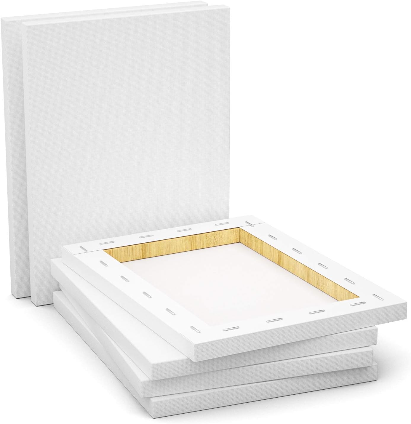 GOTIDEAL Stretched Canvas, 11x14 Inch Set of 7, Primed White - 100% Cotton Artist Canvas Boards for Painting, Acrylic Pouring, Oil Paint Dry & Wet Art Media