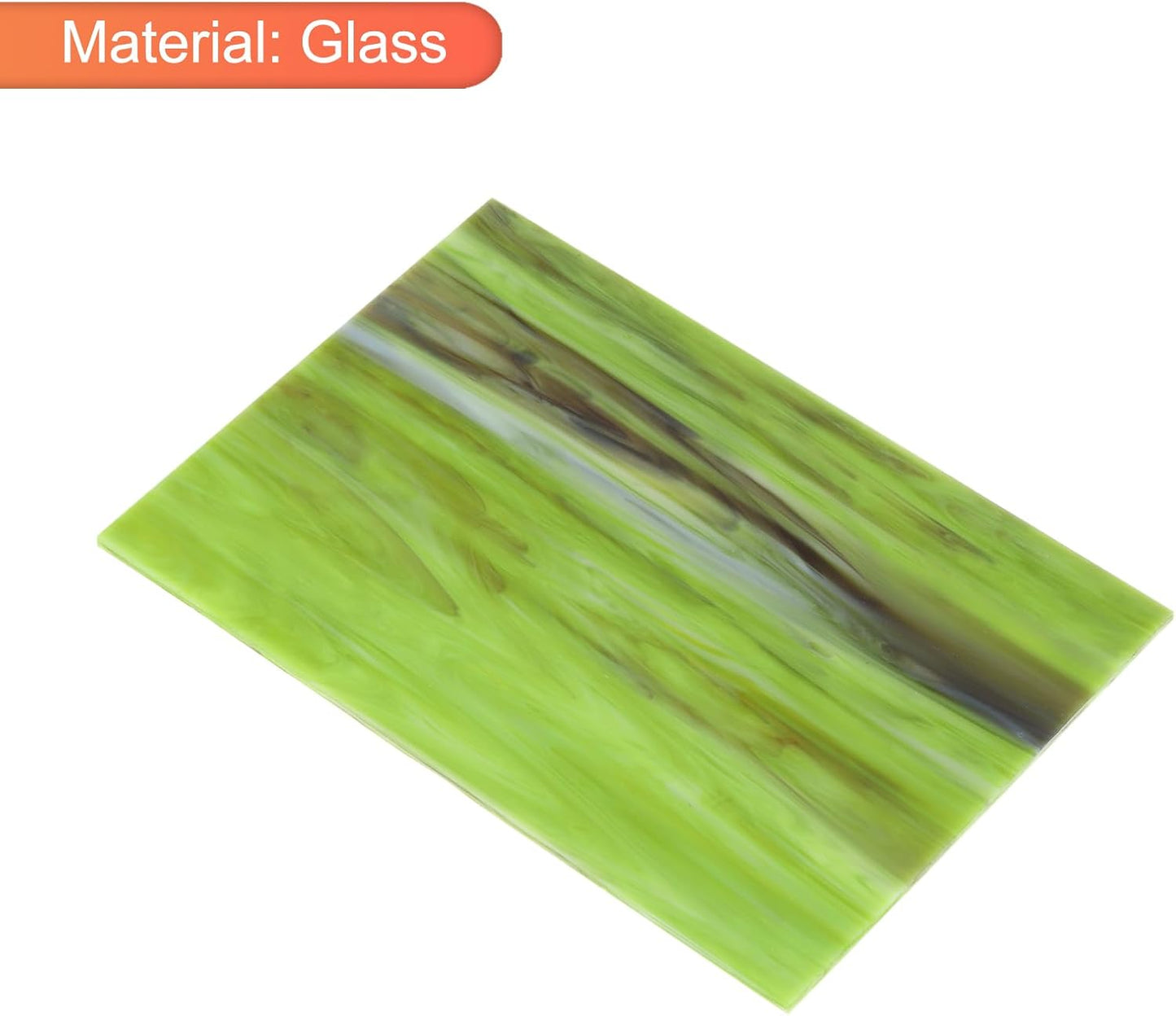 MECCANIXITY 2 Pcs Stained Glass Sheet Mosaic Tile 7.9 Inch x 5.9 Inch Army Green Stained Glass Sheets for Crafts DIY Art Project