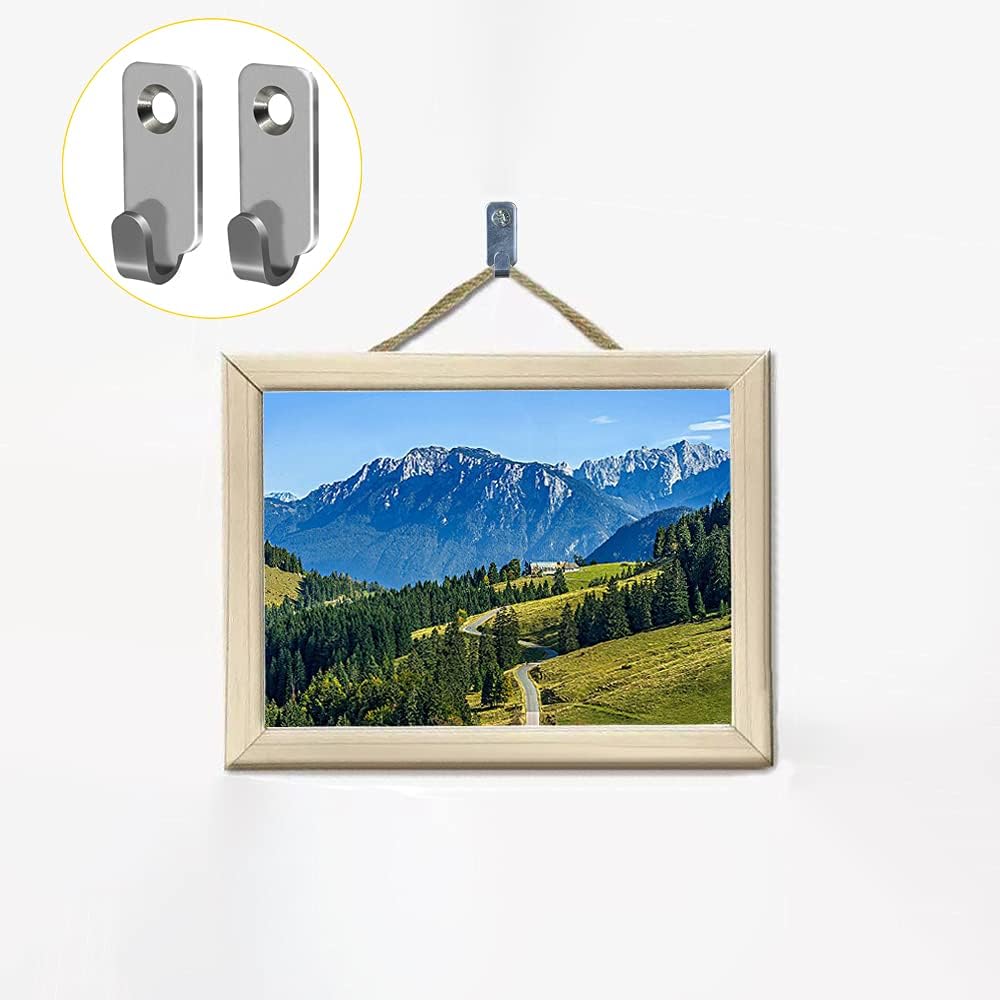 20pcs Heavy Duty Hanger 304 Stainless Steel Wall Mounted Mini J Hook for Mirror Picture Frames Hanging Wire/D Rings/Keyhole Hangers